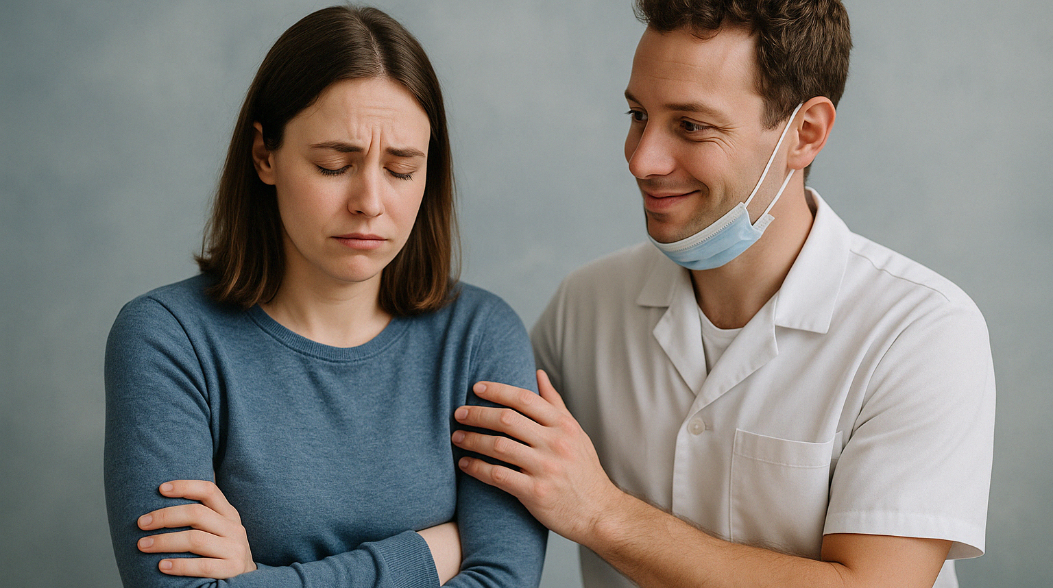 Entspannte Patientin mit Kopfhörern während der Zahnbehandlung